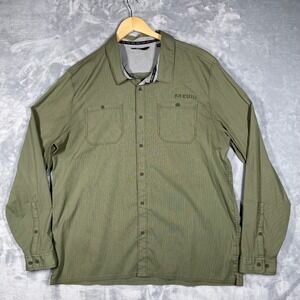 Kuiu Mens XXL Olive Green Micro Stripe Long Sleeve Button Down Shirt Stretch